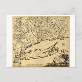 Postale Carte du Connecticut et des pièces adjacentes (178