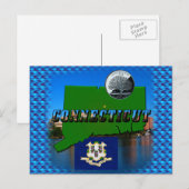 Postale Carte du Connecticut, Texte, Trimestre des couleur (Devant / Derrière)