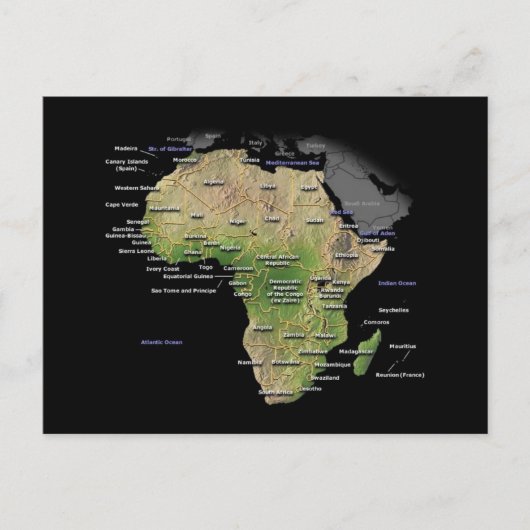 Postale Carte du continent africain (Devant)