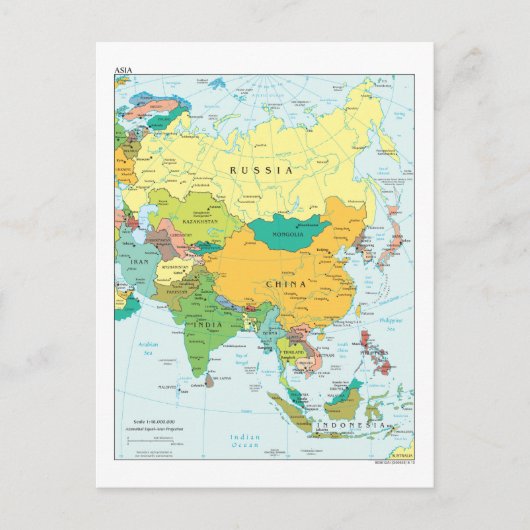 Postale Carte du continent asiatique (Devant)