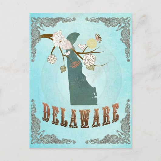 Postale Carte Du Delaware Avec De Beaux Oiseaux (Devant)