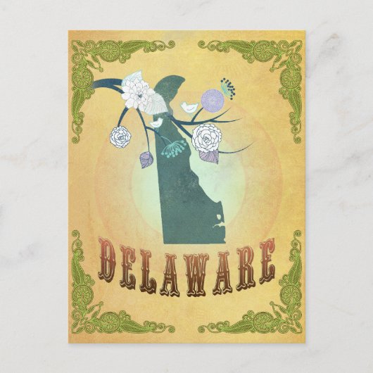 Postale Carte du Delaware avec de beaux oiseaux (Devant)