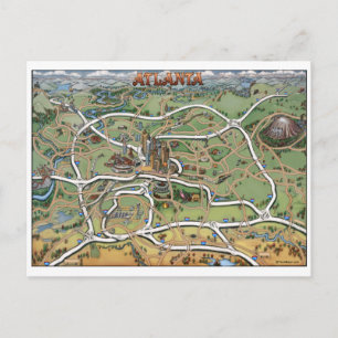 Postale Carte du dessin animé Atlanta Georgia