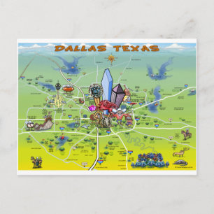 Postale Carte du dessin animé de Dallas Texas
