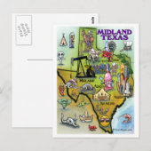 Postale Carte du dessin animé du Texas Midland (Devant / Derrière)