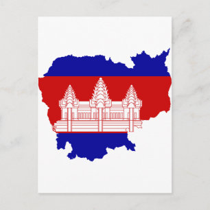 Postale Carte du drapeau cambodgien KH