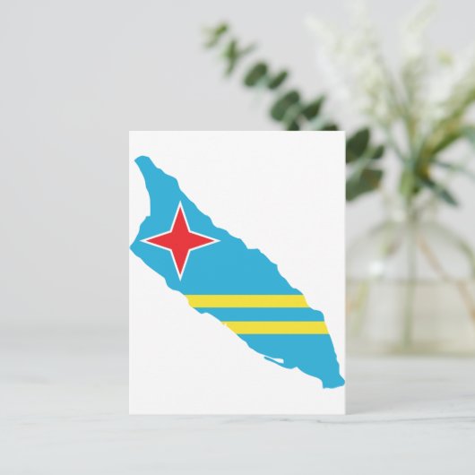 Postale Carte du drapeau d'Aruba (Debout devant)