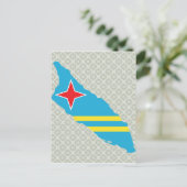 Postale Carte du drapeau d'Aruba taille réelle (Debout devant)