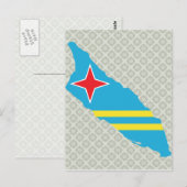 Postale Carte du drapeau d'Aruba taille réelle (Devant / Derrière)