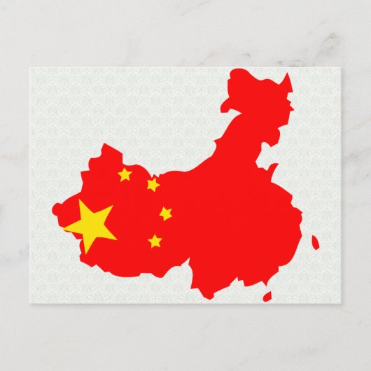 Postale Carte du drapeau de Chine taille réelle (Devant)