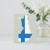 Postale Carte du drapeau de la Finlande taille réelle (Debout devant)