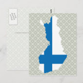 Postale Carte du drapeau de la Finlande taille réelle (Devant / Derrière)