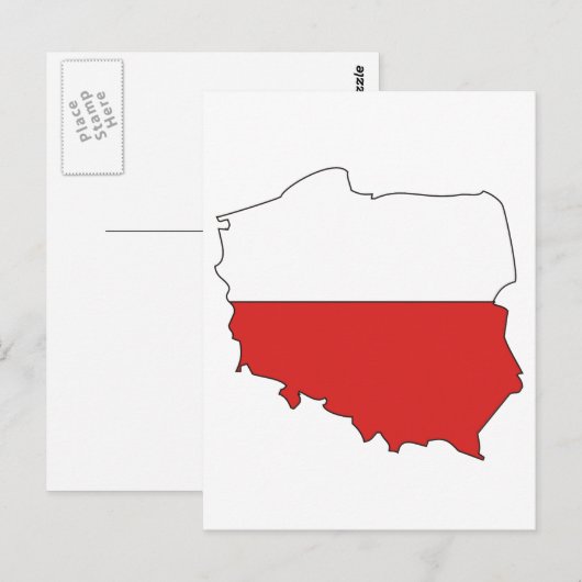 Postale Carte du drapeau de la Pologne (Devant / Derrière)