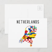 Postale Carte du drapeau de la province de Pays-Bas (Devant / Derrière)