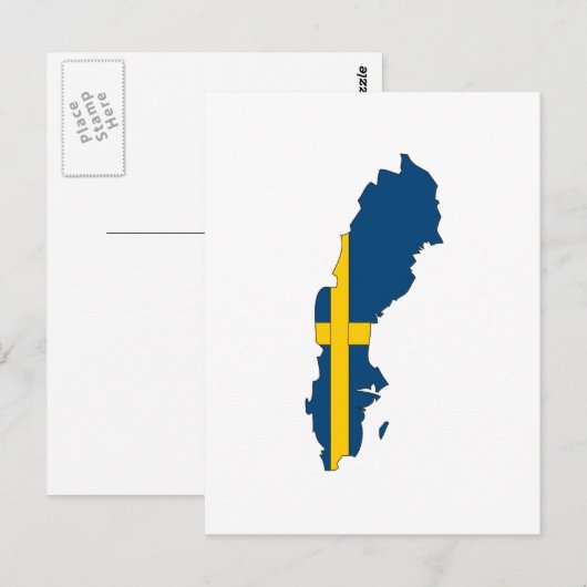 Postale Carte du drapeau de la Suède (Devant / Derrière)