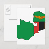 Postale Carte du drapeau de la Zambie (Devant / Derrière)