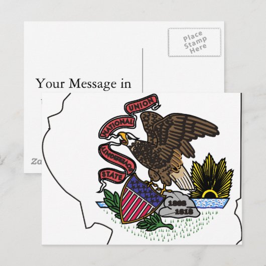 Postale Carte du drapeau de l'Illinois (Devant / Derrière)