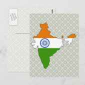 Postale Carte du drapeau de l'Inde pleine taille (Devant / Derrière)