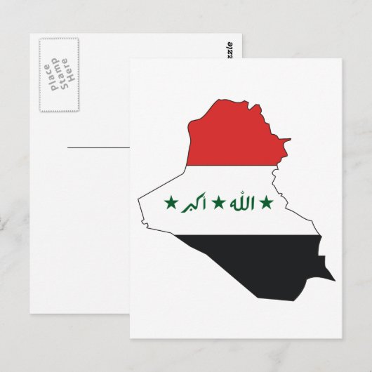 Postale Carte du drapeau de l'Irak (Devant / Derrière)