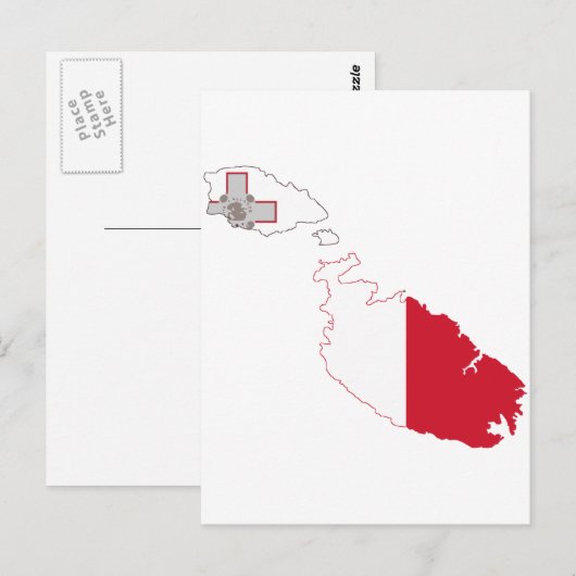 Postale Carte du drapeau de Malte (Devant / Derrière)