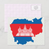 Postale Carte du drapeau du Cambodge pleine taille (Devant / Derrière)