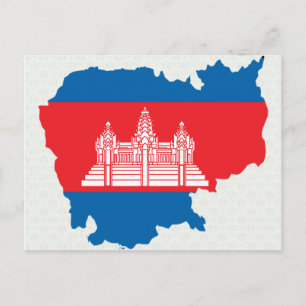 Postale Carte du drapeau du Cambodge pleine taille