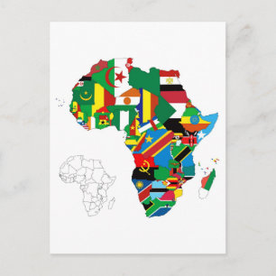 Postale Carte du drapeau du continent africain