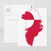 Postale Carte du drapeau du Groenland GL (Devant / Derrière)