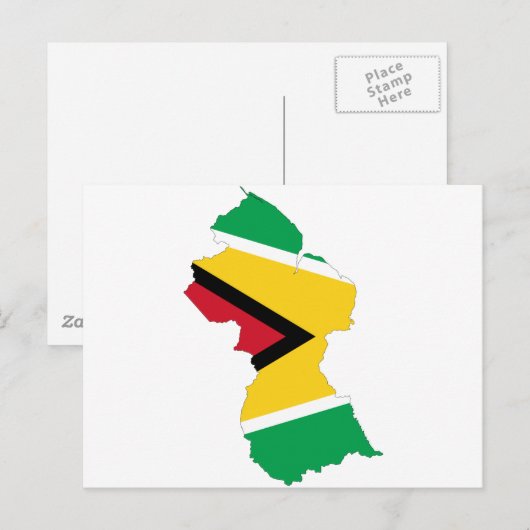 Postale Carte du drapeau du Guyana (Devant / Derrière)
