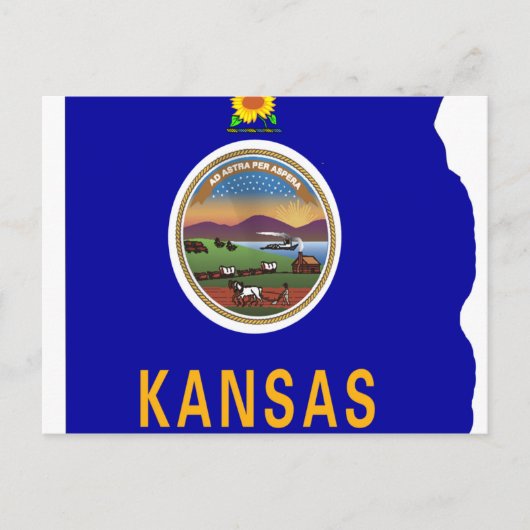 Postale Carte du drapeau du Kansas (Devant)