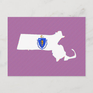 Postale Carte du drapeau du Massachusetts