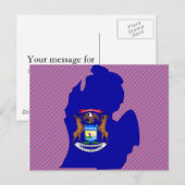 Postale Carte du drapeau du Michigan (Devant / Derrière)