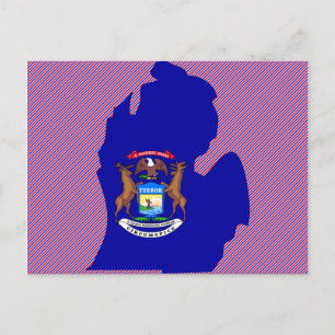 Postale Carte du drapeau du Michigan