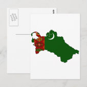 Postale Carte du drapeau du Turkménistan (Devant / Derrière)