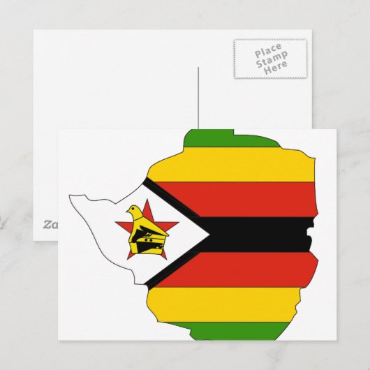 Postale Carte du drapeau du Zimbabwe (Devant / Derrière)