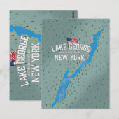 Postale Carte du lac George New York (Devant / Derrière)