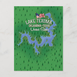 Postale Carte du lac Texoma aux États-Unis.