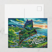 Postale Carte du Maine dynamique (Devant / Derrière)