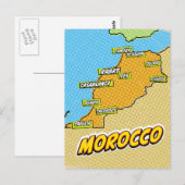 Postale Carte du Maroc illustrée dans le style Pop Art (Devant / Derrière)