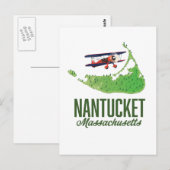 Postale Carte du Massachusetts de Nantucket (Devant / Derrière)