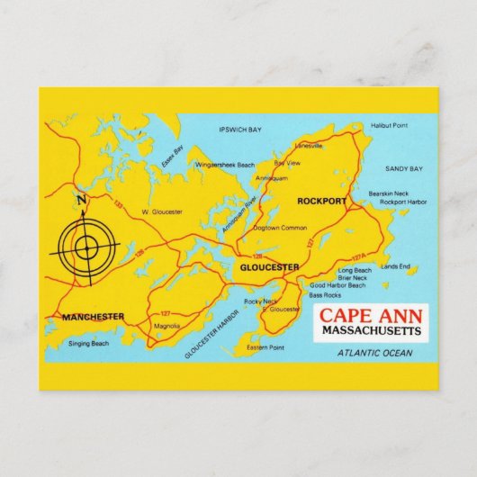 Postale Carte du Massachusetts du Cap Ann (Devant)