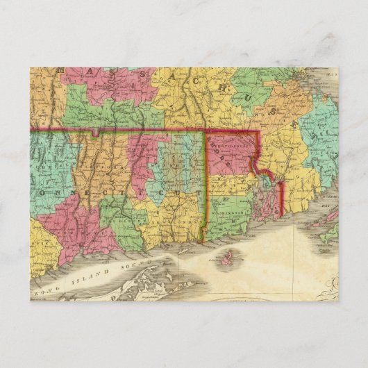 Postale Carte du Massachusetts, du Connecticut et de Rhode (Devant)