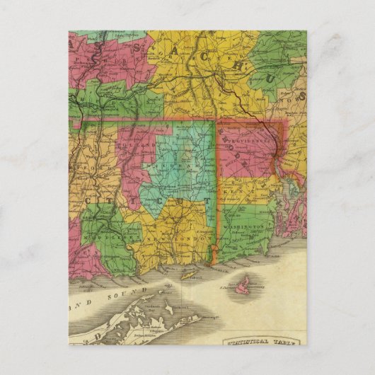 Postale Carte du Massachusetts et du Connecticut (Devant)