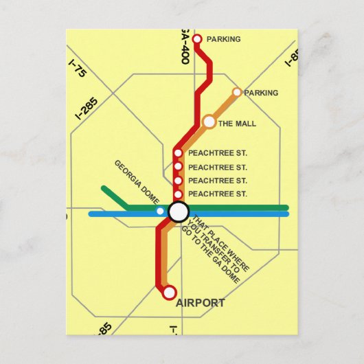 Postale Carte du métro Atlanta utile (Devant)