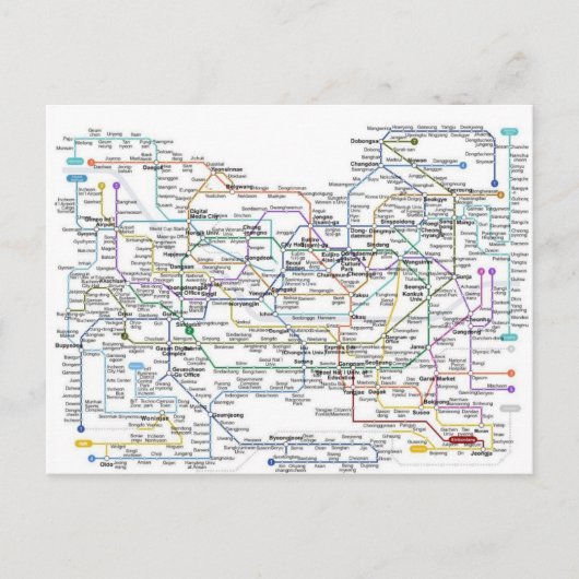 Postale Carte du métro de Séoul (Devant)
