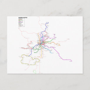 Postale Carte du métro Madrid (Espagne)
