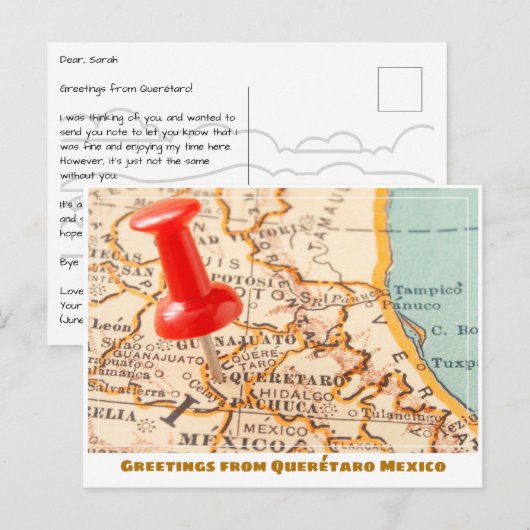 Postale Carte du Mexique de Querétaro (Devant / Derrière)