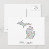 Postale Carte du Michigan (Devant / Derrière)