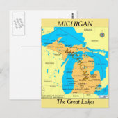 Postale Carte du Michigan (Devant / Derrière)
