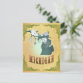 Postale Carte Du Michigan Avec De Beaux Oiseaux (Debout devant)